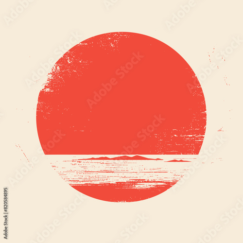 a red sun over a body of water