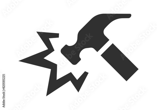 Hammer force black icon vector illustration
