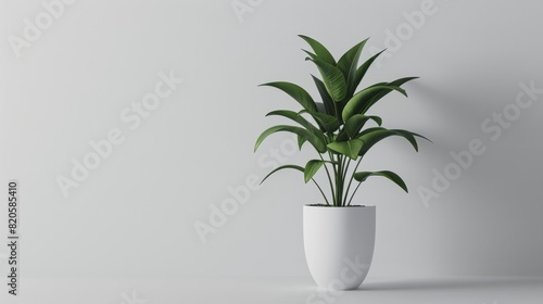 White Pot Modern Plant white background, minimal, generative ai