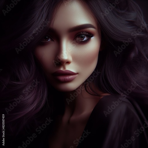 Wallpaper Mural Stylish woman with dark hair and captivating eyes poses in a hooded fashion portrait Torontodigital.ca