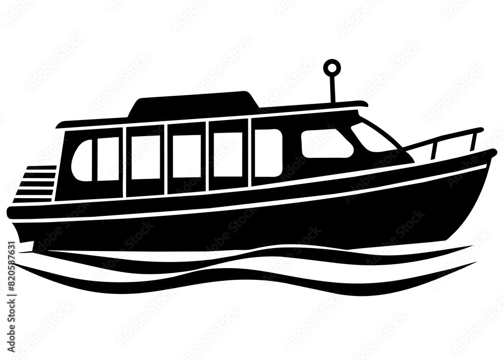 Vector silhouette of river water taxi illustration 