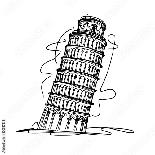 Leaning Tower of Pisa Sketch doodle art