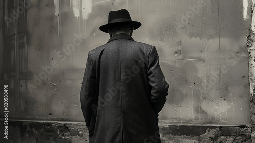 Mysterious Man Wearing an Overcoat - Full View - Back photo