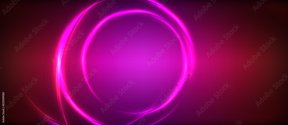 Neon glowing circle rays, light round lines in the dark, planet style neon wave lines. Energetic electric concept design for wallpaper, banner, background Neon glowing circle rays, light round lines in the dark, planet style neon wave lines. Energetic electric concept design for wallpaper, banner, background