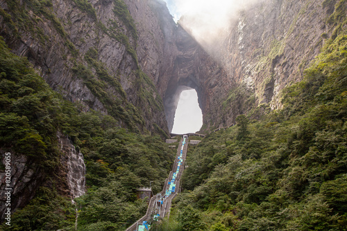 Tianmen Mountain - Heaven's Gate Mountain is a mountain located within Tianmen Mountain National Park, Zhangjiajie, in the northwestern part of Hunan Province, China.