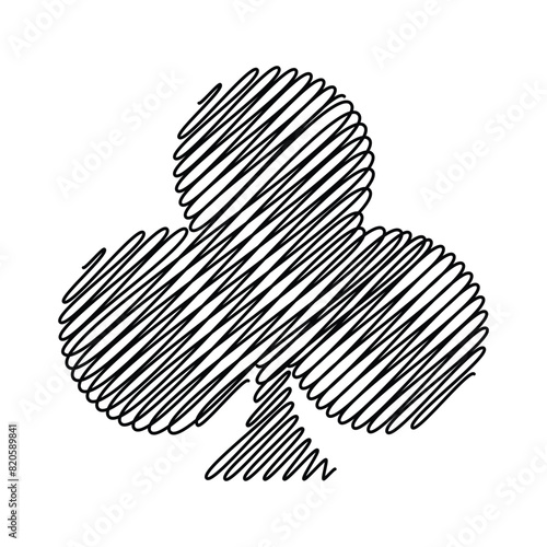 clubs clover symbol thread line vector illustration