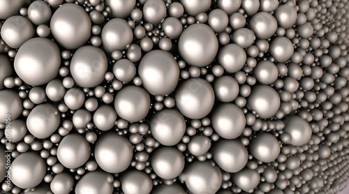 Monochrome Sphere Pattern: A striking black and white illustration featuring a captivating array of pearls, beads, and marbles, creating an elegant and textured spherical design with reflective light  photo