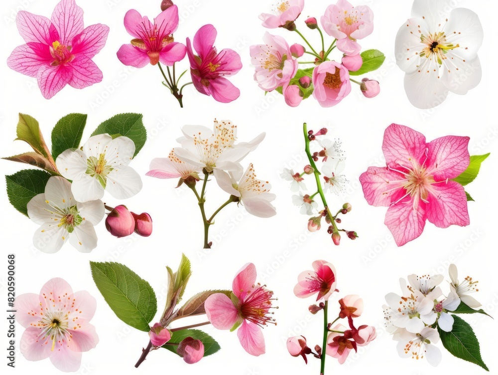 Blossoming Beauties: Spring Flowers of Fruit Trees in Stunning Isolation