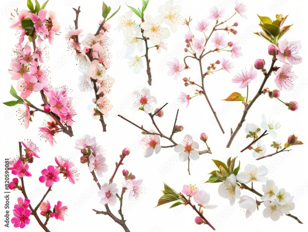 Blossoming Beauties: Spring Flowers of Fruit Trees in Stunning Isolation