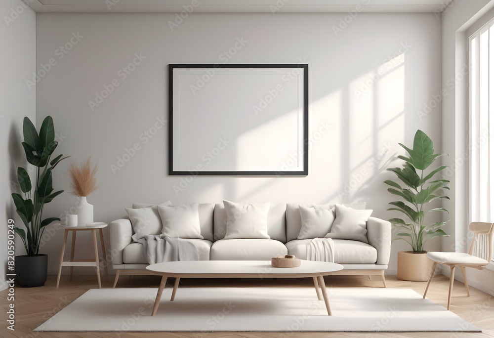 Frame mockup A paper size. Interior mockup with house background. Living room wall poster mockup design. Modern interior design. 3D render Frame mockup A paper size. Interior mockup with house background. Living room wall poster mockup design. Modern interior design. 3D render