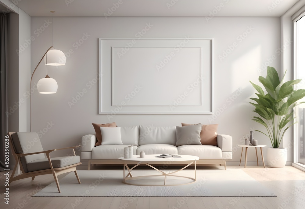 Frame mockup A paper size. Interior mockup with house background. Living room wall poster mockup design. Modern interior design. 3D render Frame mockup A paper size. Interior mockup with house background. Living room wall poster mockup design. Modern interior design. 3D render