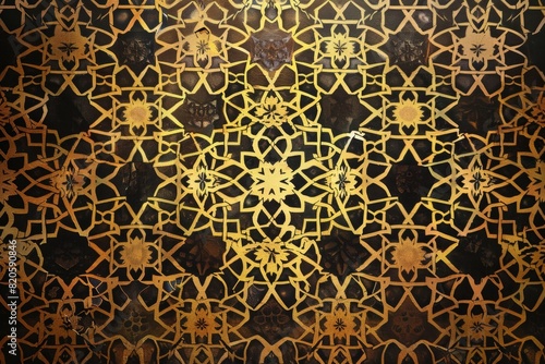 Seamless islamic pattern traditional arabic on ceramic tile on wall