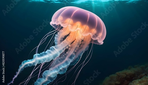 A Jellyfish With Tentacles That Twinkle In The Sea Upscaled 8 © Medina