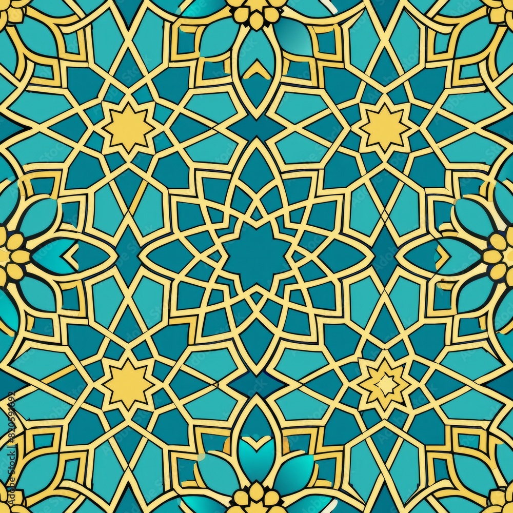 Seamless pattern of mosaic tessellations inspired by Islamic art and architecture, with intricate patterns and designs, Generative AI Seamless pattern of mosaic tessellations inspired by Islamic art and architecture, with intricate patterns and designs, Generative AI