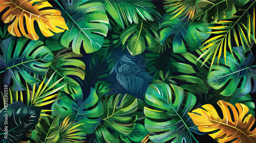 Summer background with tropical leaves monstera chama
