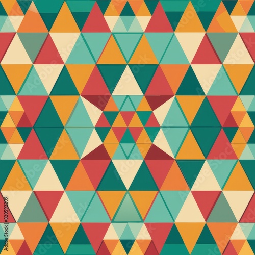 Seamless pattern of mosaic triangles in a kaleidoscopic arrangement, capturing the beauty of geometric patterns, Generative AI