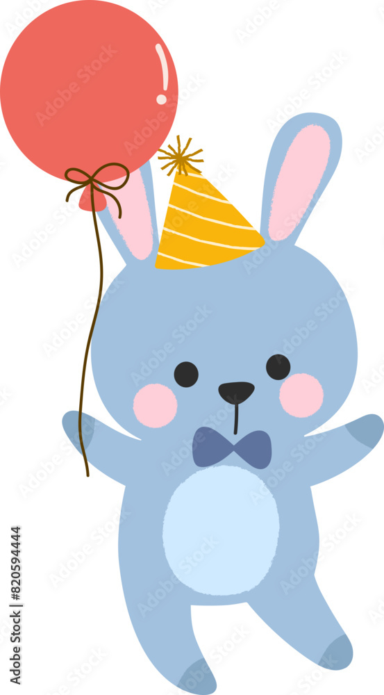 Obraz premium Cute rabbit with balloon illustration vector