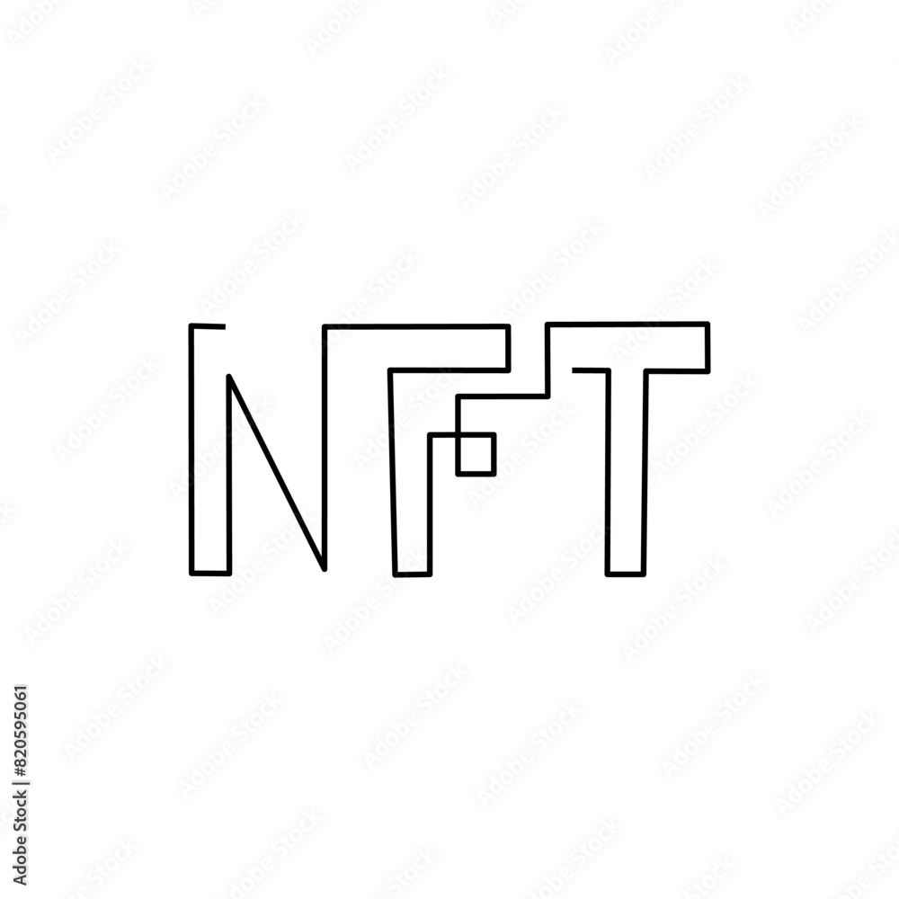 Nft sign calligraphic inscription hand lettering continuous line drawing, design template. Creative typography for small tattoo, print for clothes greeting card, gift poster, banner Nft sign calligraphic inscription hand lettering continuous line drawing, design template. Creative typography for small tattoo, print for clothes greeting card, gift poster, banner