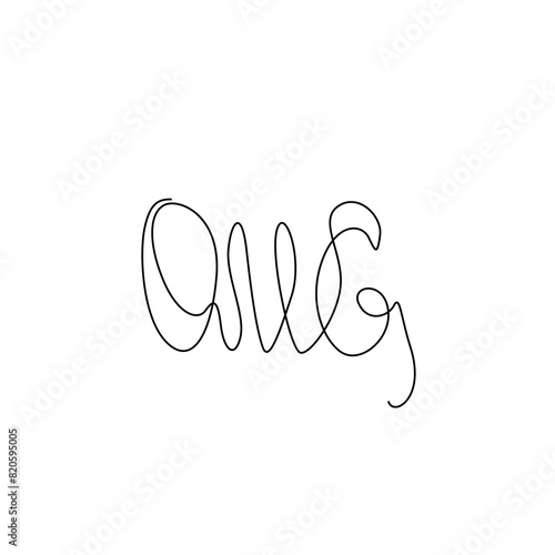 Omg calligraphic inscription hand lettering continuous line drawing, design template. Creative typography for small tattoo, print for clothes greeting card, gift poster, banner  (ID: 820595005)