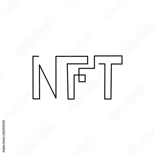 Nft sign calligraphic inscription hand lettering continuous line drawing, design template. Creative typography for small tattoo, print for clothes greeting card, gift poster, banner  (ID: 820595061)