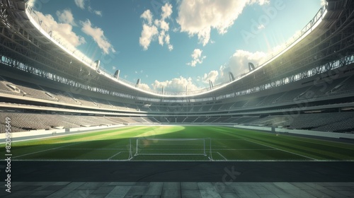 High angle shot of an empty stadium during daytime. Generative Ai