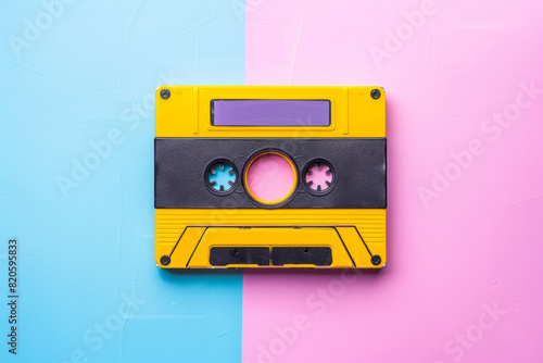 An isolated audio cassette tape on a clean background