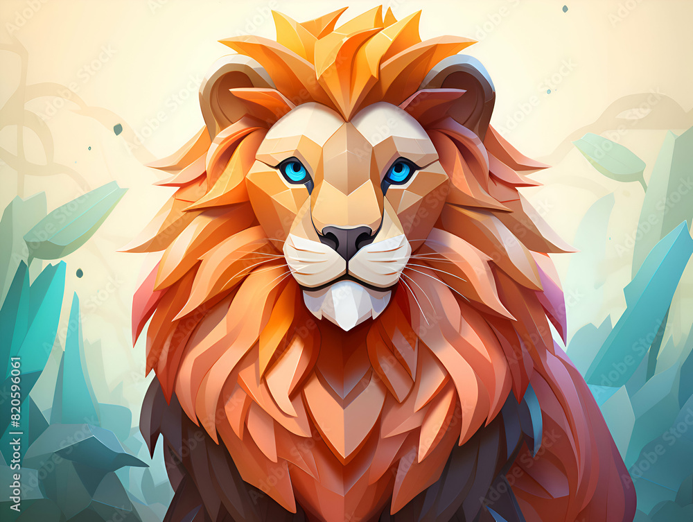 Lion in the forest. illustration of a cartoon animal. Lion in the forest. illustration of a cartoon animal.