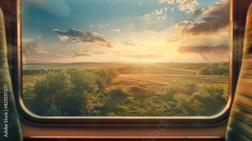 nature lanscape point of view from train window. vacation travel concept background