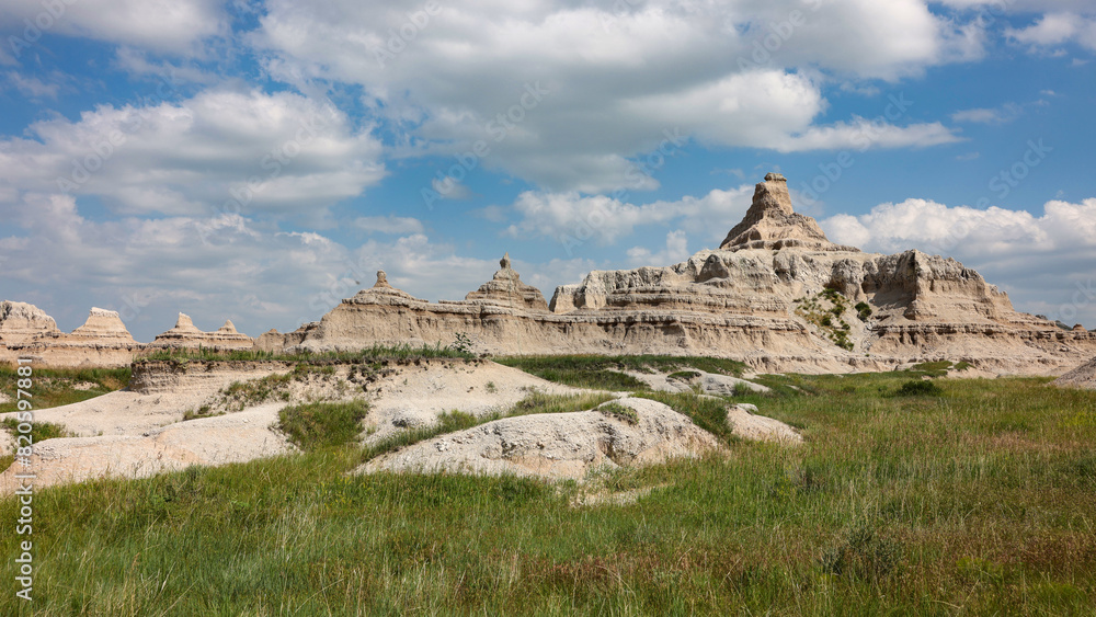 The scenery of Badlands National Park in summer, South Dakota The scenery of Badlands National Park in summer, South Dakota