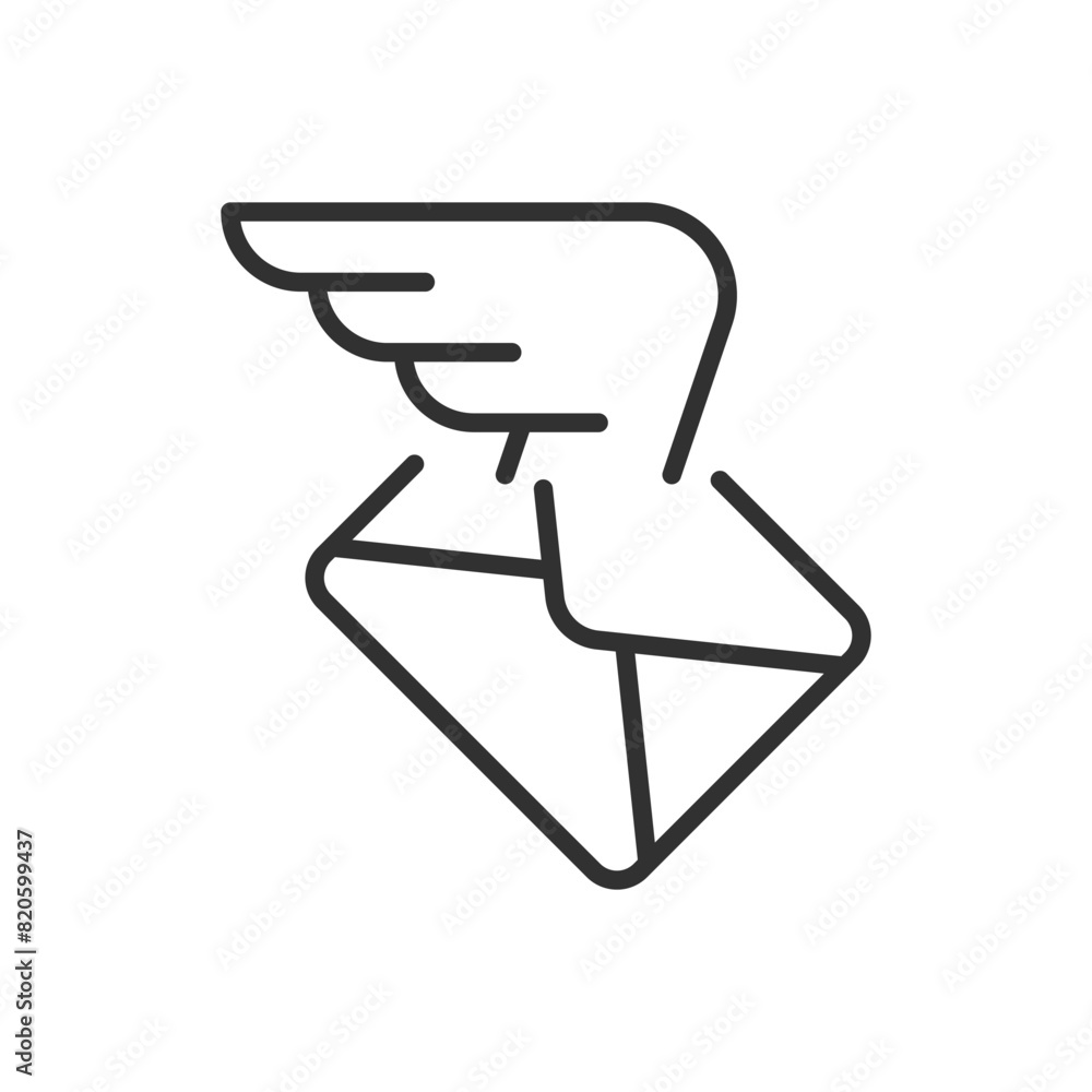 Mail delivery, linear icon. Mail envelope with wing. Line with editable stroke Mail delivery, linear icon. Mail envelope with wing. Line with editable stroke