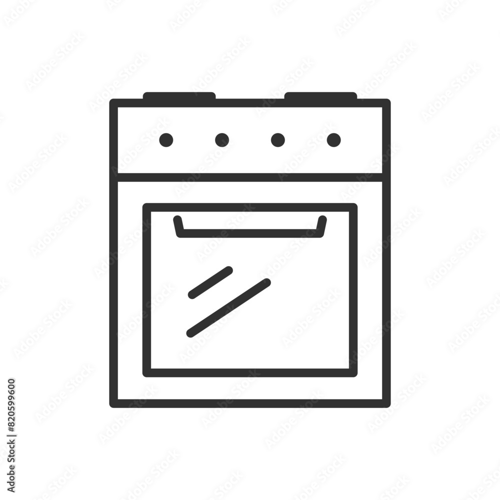 Oven with hob, linear icon. Line with editable stroke Oven with hob, linear icon. Line with editable stroke
