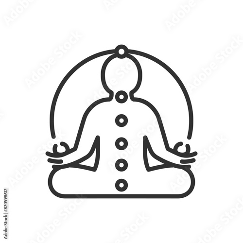 Chakras. Meditation, linear icon. Line with editable stroke