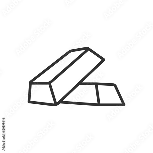 Gold bars, linear icon. Line with editable stroke