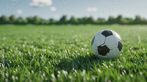 Soccer Ball on Green Field Generative AI