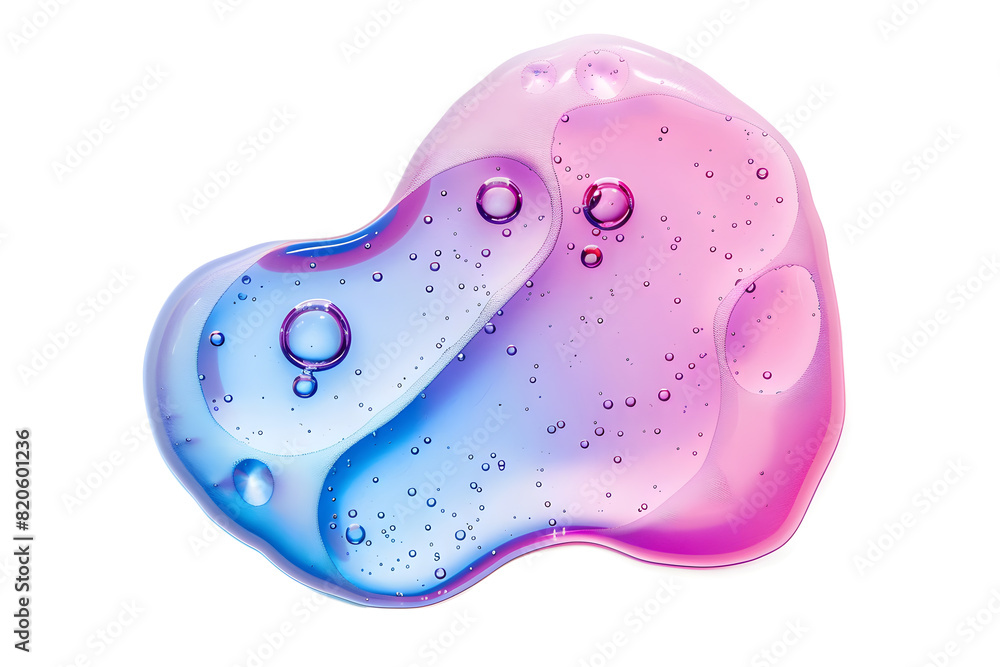 Pink and sky blue gradient liquid gel with Bubbles inside, abstract shape isolated on white background Pink and sky blue gradient liquid gel with Bubbles inside, abstract shape isolated on white background