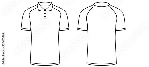 Men's polo collar T Shirt flat sketch fashion illustration drawing template mock up with front and back view.Vector Isolated.