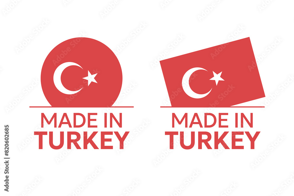 made in Turkey labels set, Republic of Turkey product icons made in Turkey labels set, Republic of Turkey product icons