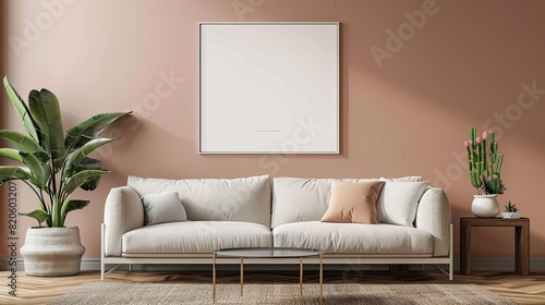 Mockup poster in modern living room interior background  © Imron
