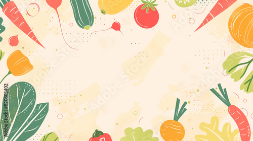 abstract background illustration with vegetables, herbs and a place for text. background for the recipe. culinary background