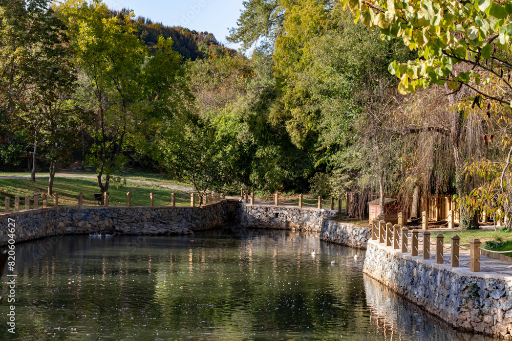 It is a very beautiful lake among the greenery in Atatürk Arboretum.