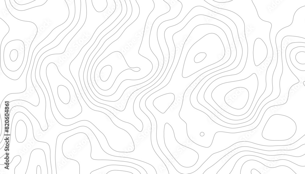 Background of the topographic map. Topographic map lines, contour background. Black and white abstract background.