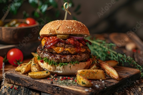 hamburguesa doble con papas