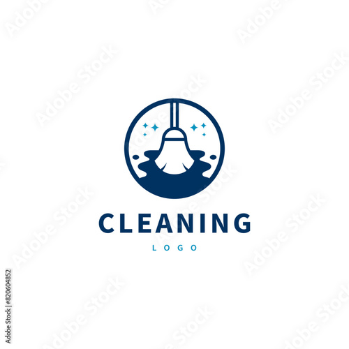 broom sparkle icon logo design for cleaning service 2