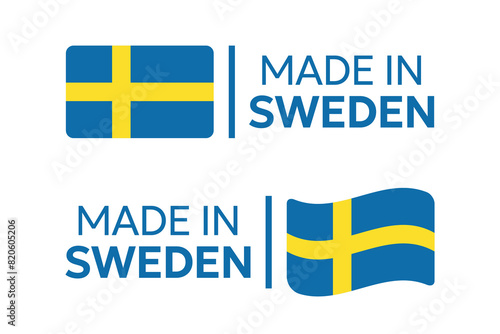 made in Sweden labels set, made in Kingdom of Sweden product icons