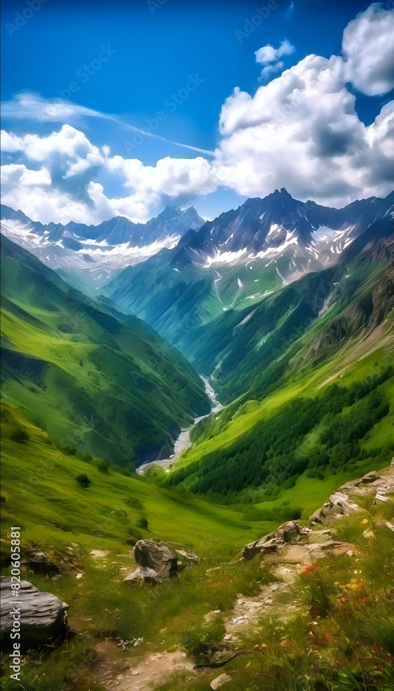 Fototapeta premium Landschaft Alpine Wiesen. Hintergrund für das Design 2.