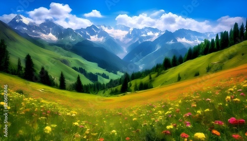  Landschaft Alpine Wiesen. Hintergrund für das Design 3. © nitroziklop7