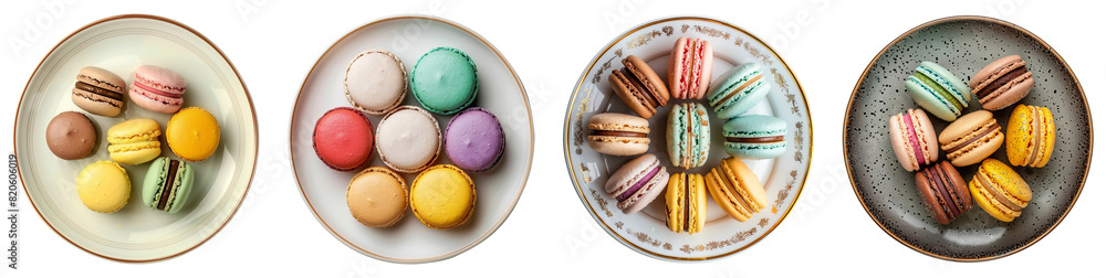Macaroon, plate, PNG set, collection, top view Macaroon, plate, PNG set, collection, top view