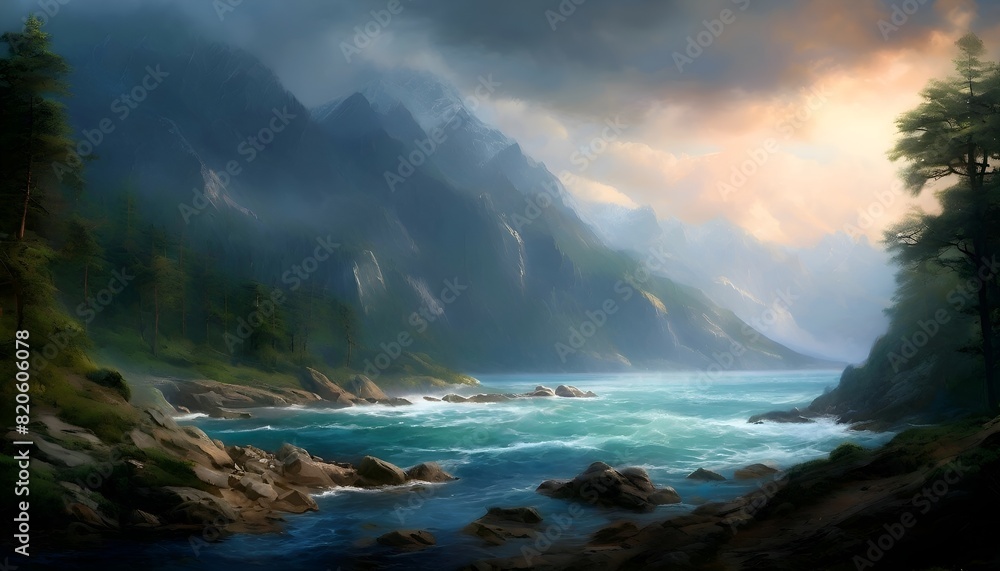 Landschaft Sturm in der Bucht. Hintergrund für das Design 4. Landschaft Sturm in der Bucht. Hintergrund für das Design 4.