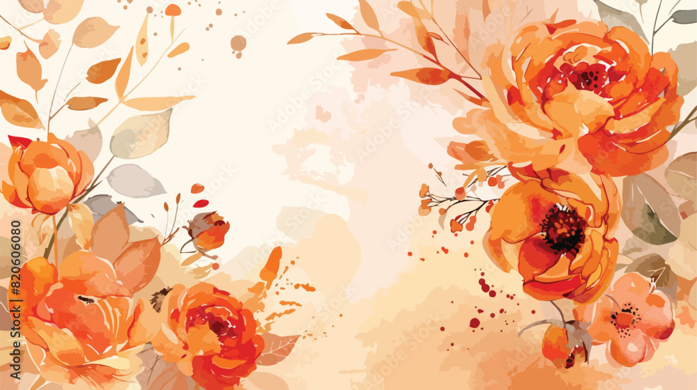 Orange floral bouquet with watercolor for background