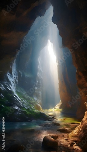 Landschaft Eine Höhle in den Bergen. Hintergrund für das Design 2.